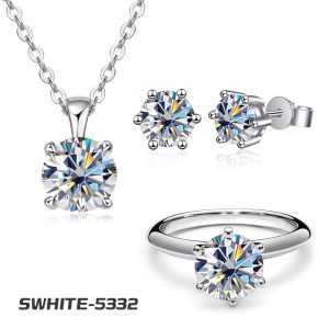 AD Diamond Cut White Stone Jewellery Combo Set. ( Free 1 stone Nakful)
