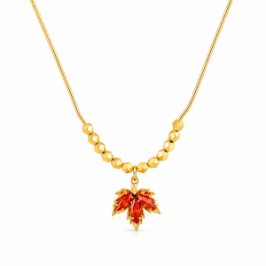 Red Maple Leaf Gold Plated Necklace-408