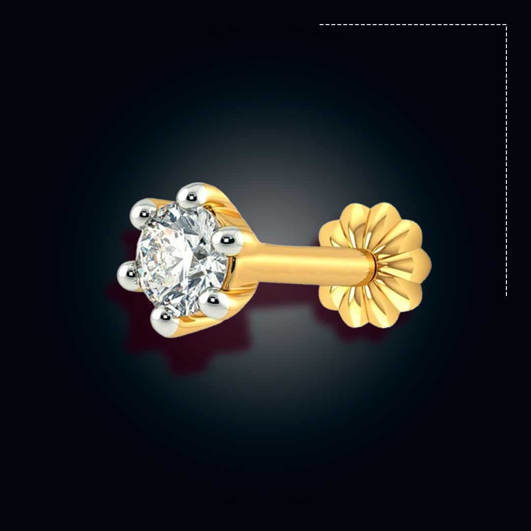 1 Stone Traditional 18K gold nosepin White
