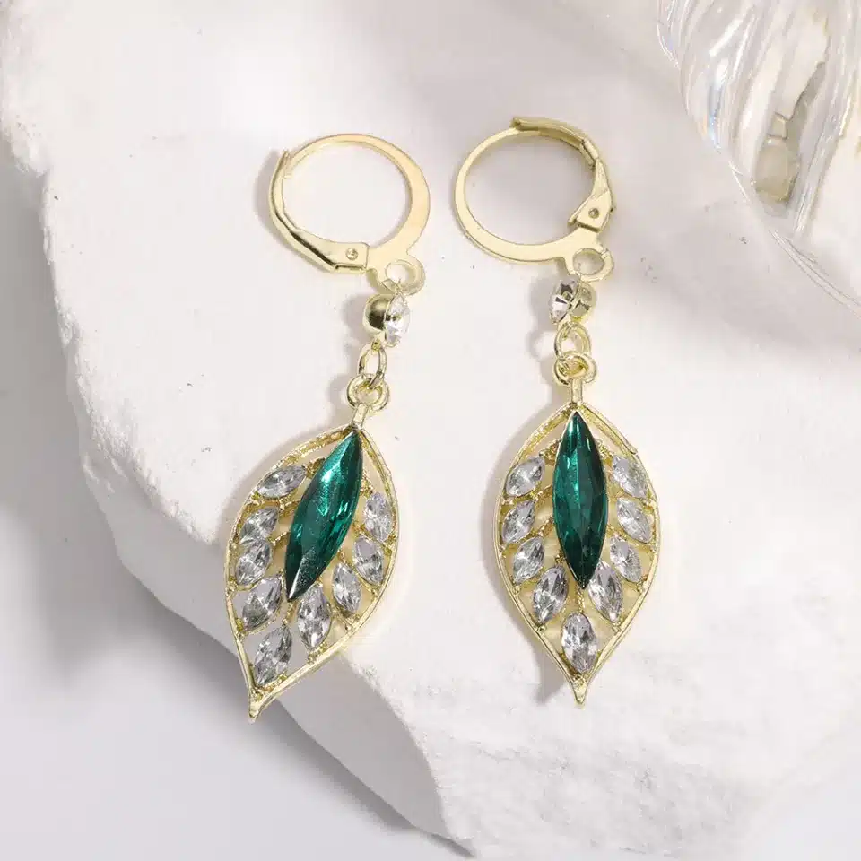 Blue Leaf Zircon Earrings-101 - Image 2