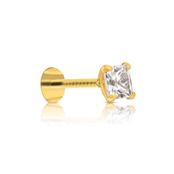 Diamond Cut Square Shape One Stone & Three Stone Nosepin Combo
