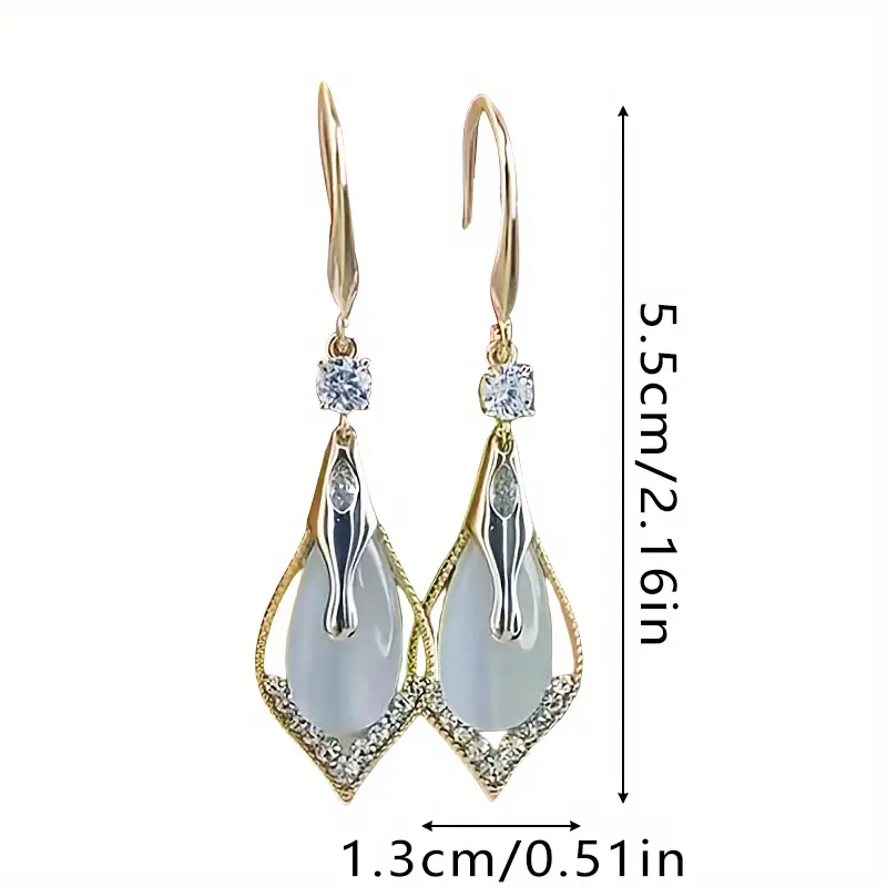 Zircon Cats Eye Earrings-129