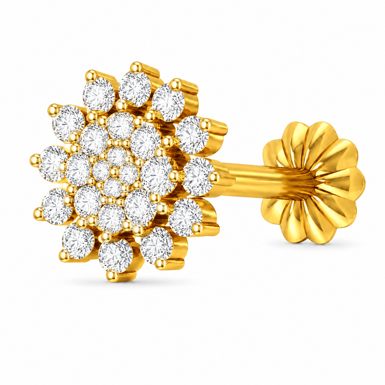 19 stone kodom Traditional 18K gold Diamond Cut Nosepin