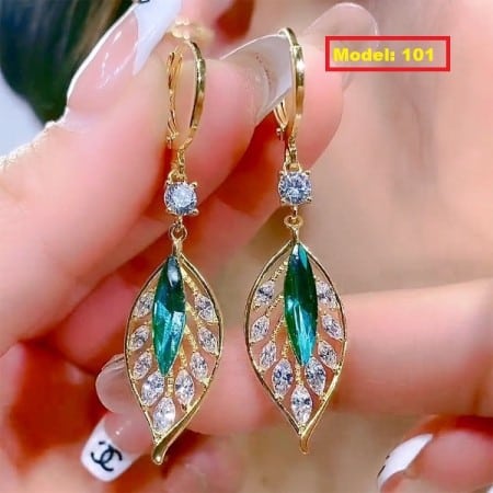 Blue Leaf Zircon Earrings-101 - Image 3