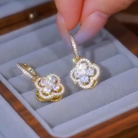 Zircon Clover Drop Earrings -151 - Image 3