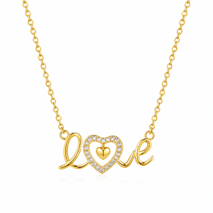18k Gold Plated Full Love Necklace-406