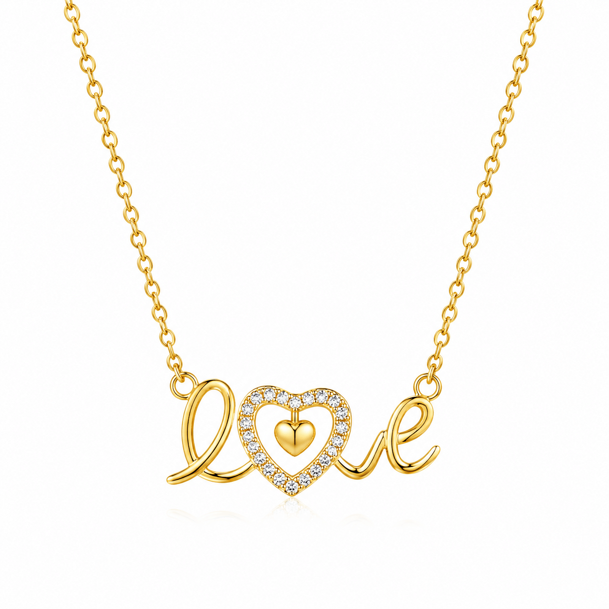 18k Gold Plated Full Love Necklace-406