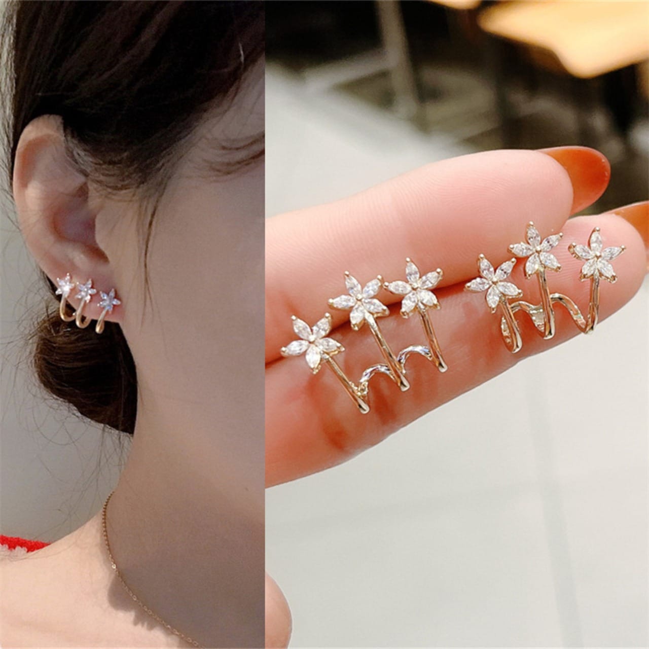 Starburst Cluster Hoop Earrings -144