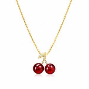 18k Gold Plated Cherry Charm Necklace-405