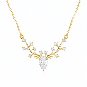 18k Gold Plated Deer Antler Necklace-403