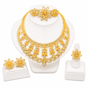 Dubai 24K Gold Plated 4Pcs Necklace Set-314