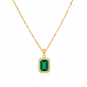 18K Gold Plated Green Pendant Necklace – 401