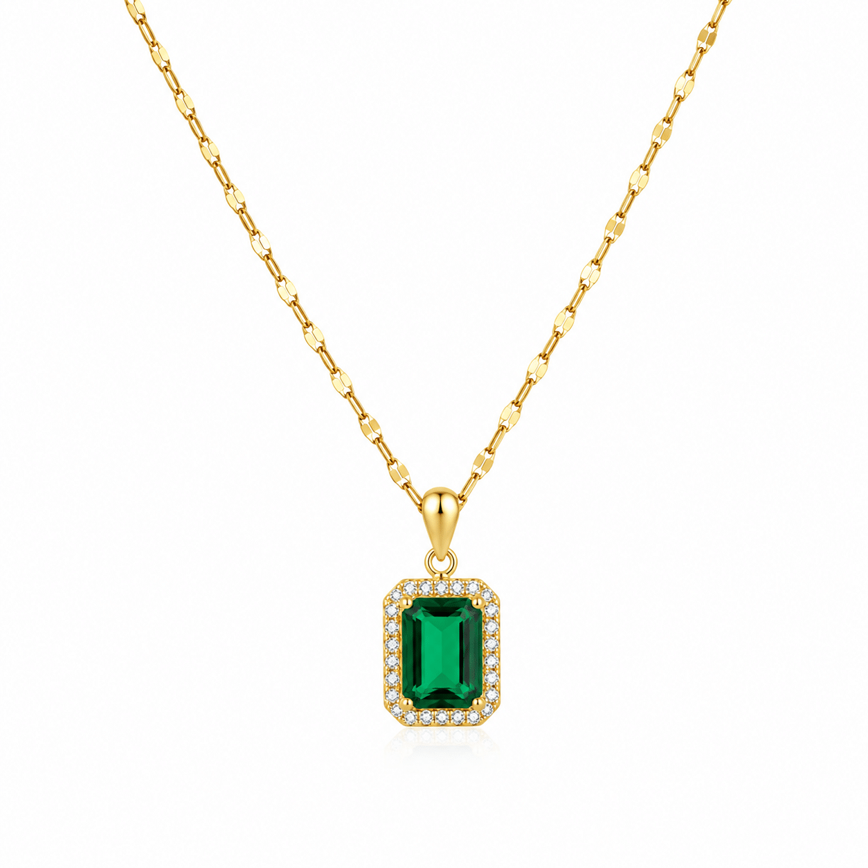 18K Gold Plated Green Pendant Necklace – 401