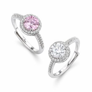 Diamond Cut Stone Pink & White Finger Ring ( Combo )