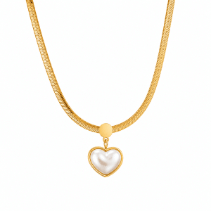 Pearl Heart Pendant 18k Gold Plated Necklace-414