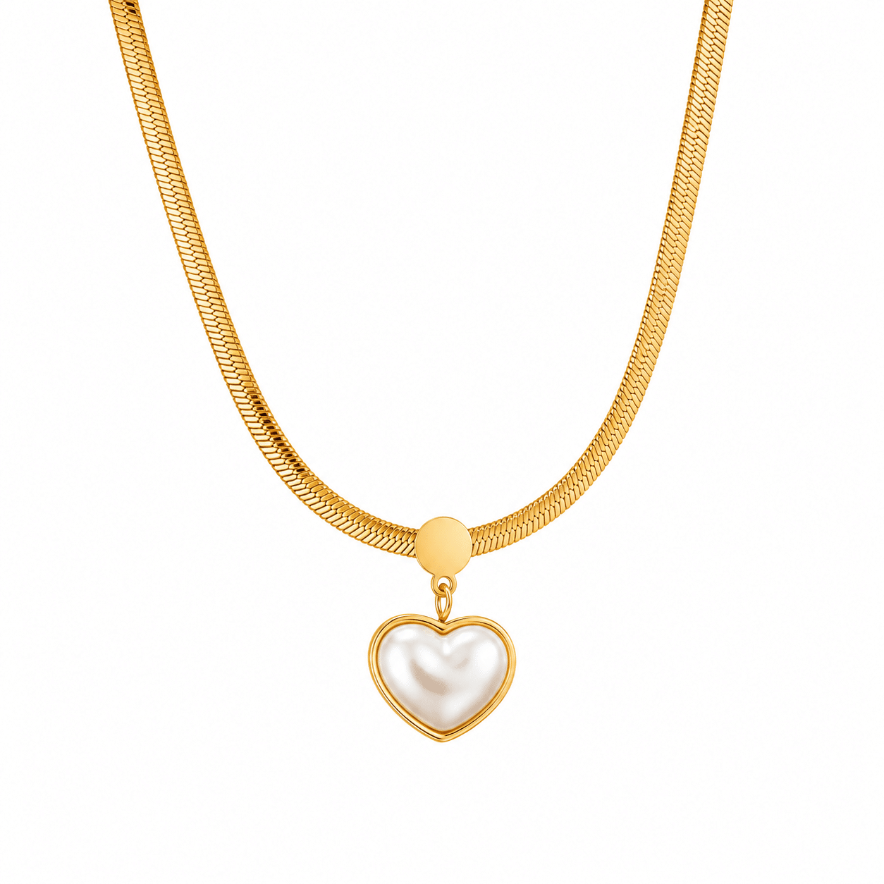 Pearl Heart Pendant 18k Gold Plated Necklace-414