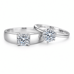Love Promise Moissanite Couple Finger Ring-(Adjustable)