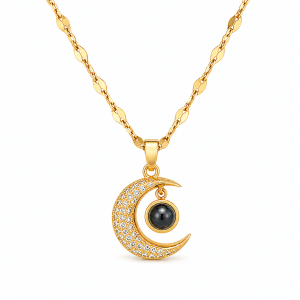 Moonstone Crescent 18k Gold Plated Necklace-411