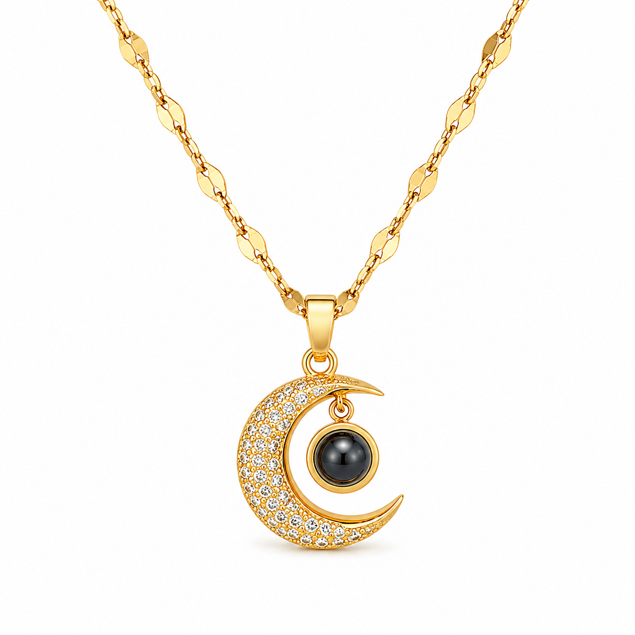 Moonstone Crescent 18k Gold Plated Necklace-411
