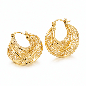 Golden Mesh Circle Earrings-130