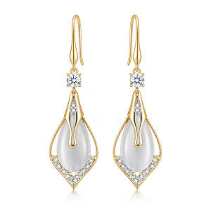 Zircon Cats Eye Earrings-129