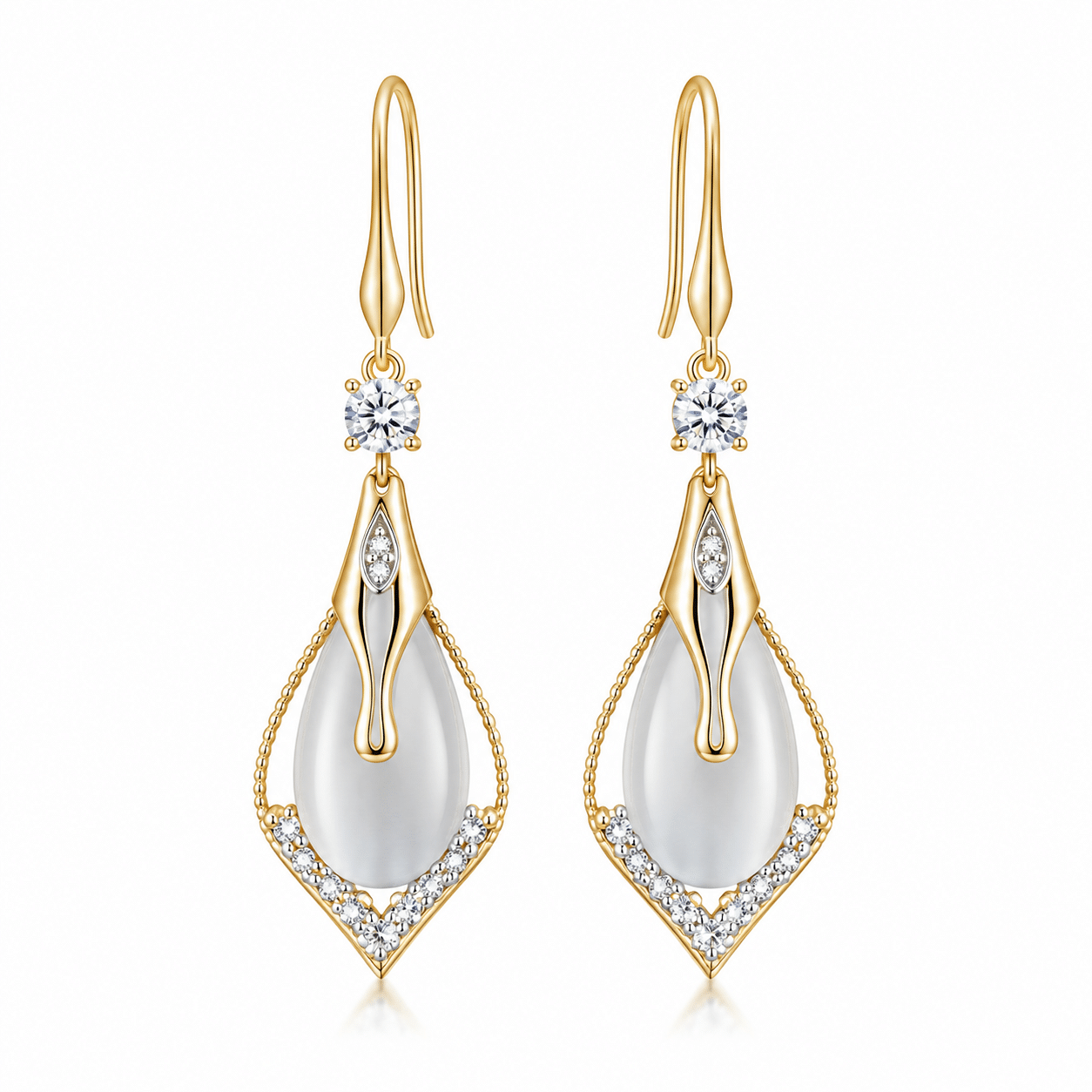 Zircon Cats Eye Earrings-129