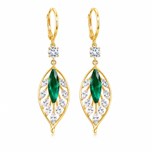 Blue Leaf Zircon Earrings-101