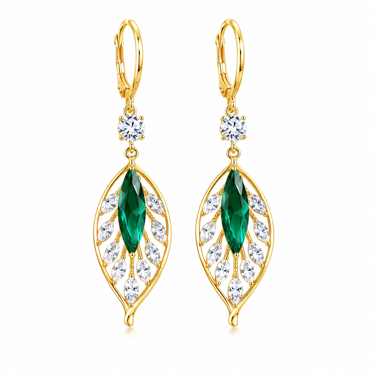Blue Leaf Zircon Earrings-101