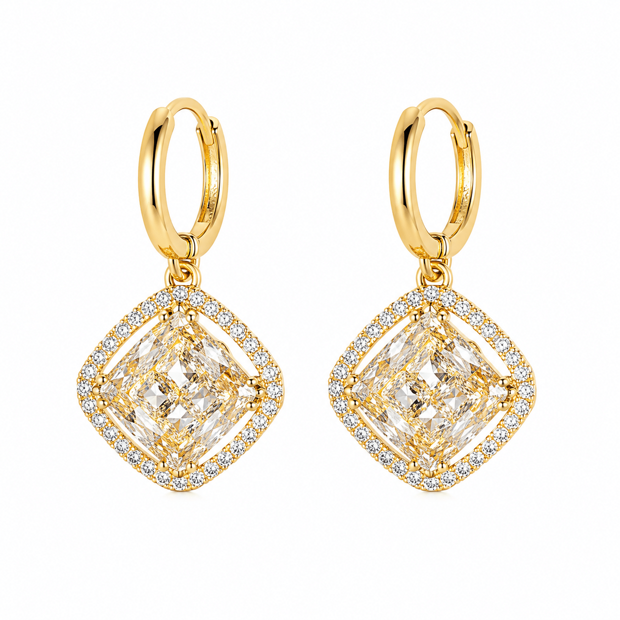 Golden Sparkle Geometric Drop Earrings -138