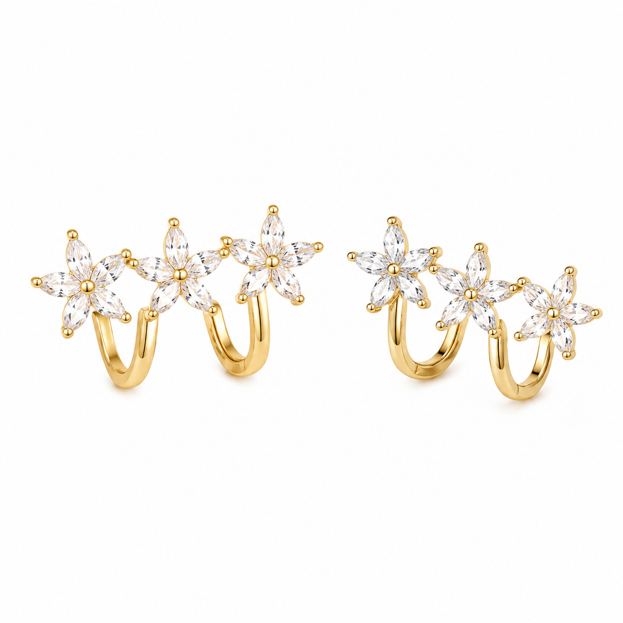 Starburst Cluster Hoop Earrings -144