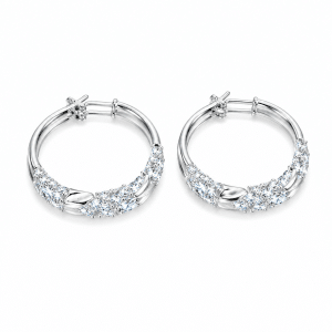 Silver Crystal Hoop Earrings -139