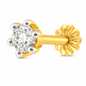 1 Stone Traditional 18K gold nosepin White