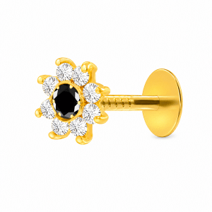Diamond Cut New Nine Stone Nose Pin-Black