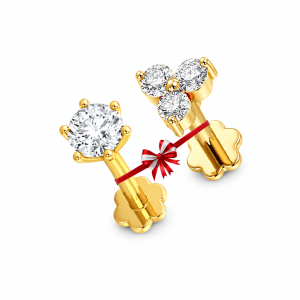 Diamond Cut One stone & Three stone Nosepin Combo