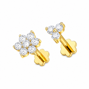 Diamond Cut Seven stone& Three stone Nosepin Combo