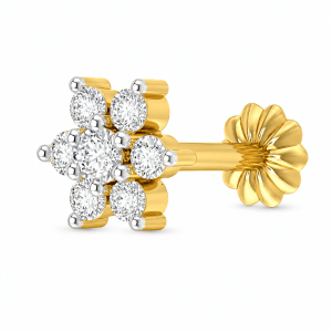 7 stone Traditional 18K gold Diamond Cut Nosepin