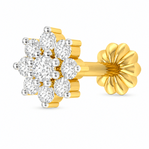 9 stone Traditional 18K gold Diamond Cut Nosepin