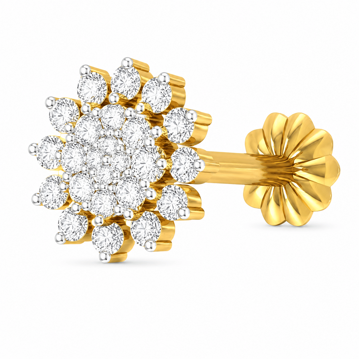 19 stone kodom Traditional 18K gold Diamond Cut Nosepin - Image 3