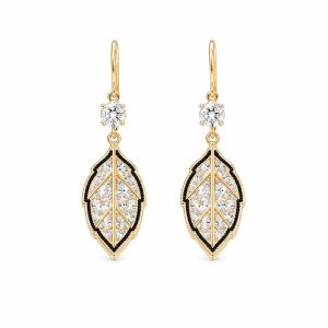 Zircon Crystal Leaf Earrings-131