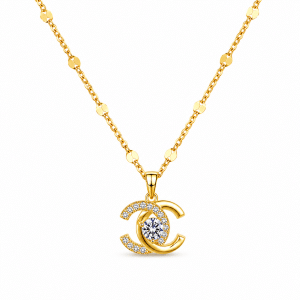 Crescent Pendant 18k Gold Plated Necklace-409