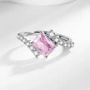 Diamond Cut Classic Pink Simple Ring