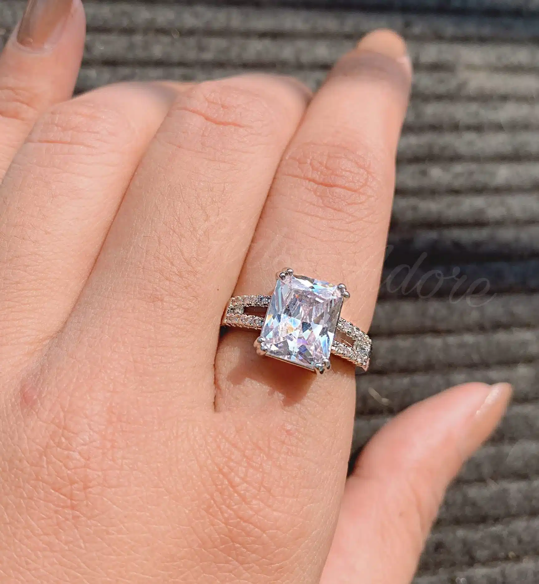 Diamond Cut Stone Square Eternal Micro Inlay Ring - Image 3