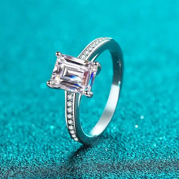Diamond Cut Stone Square Eternal Micro Inlay Ring - Image 2
