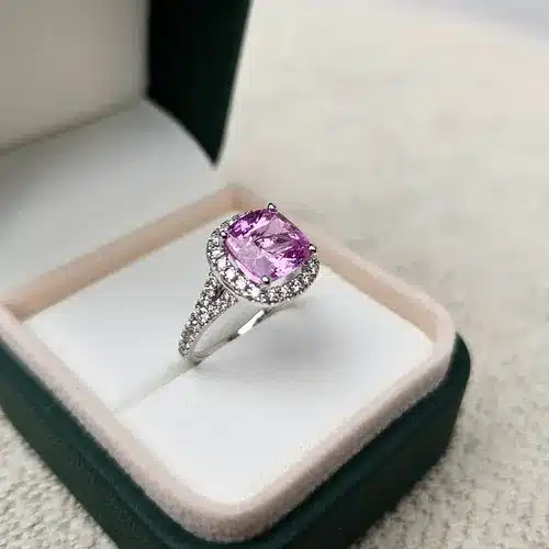 Diamond Cut S925 Silver One Caratson Stone Simulation Drill Princess Fang Bag Ring - Image 2
