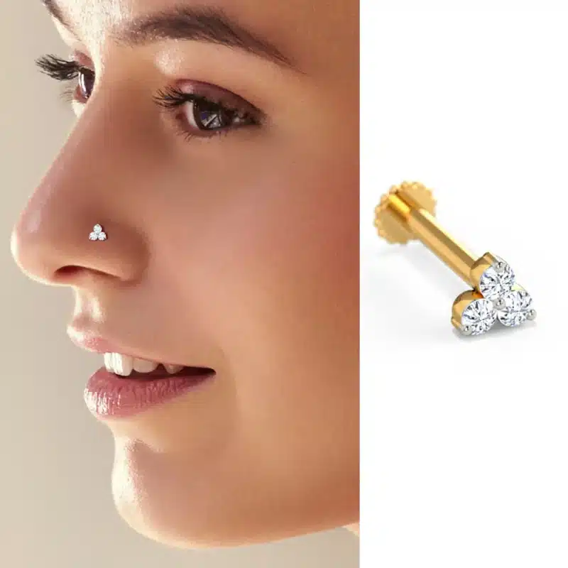 Diamond Cut Seven stone& Three stone Nosepin Combo
