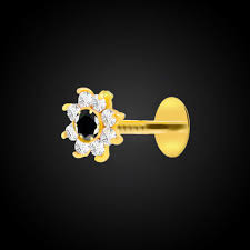 Diamond Cut New Nine Stone Nose Pin-Black