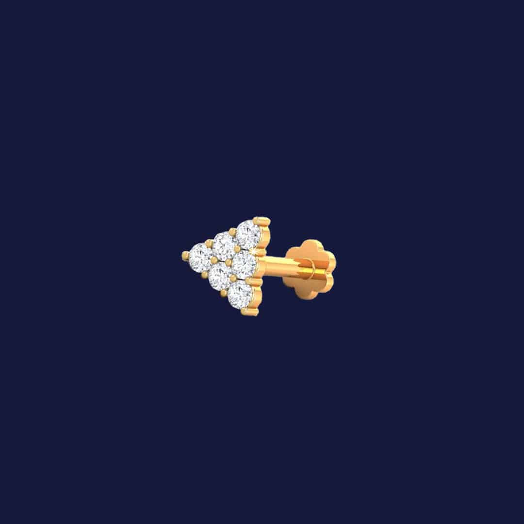 Diamond Cut Triangle Shape Stone Nose Pin -6CN