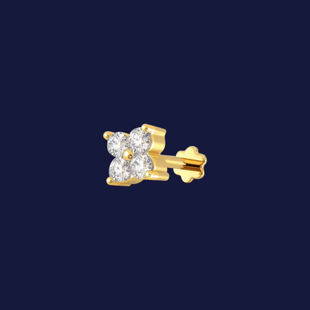 Four Stone Diamond Cut Nose Pin