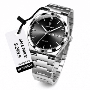 Poedagar 930 Men’s New Luxury Luminous Wristwatch Silver Black