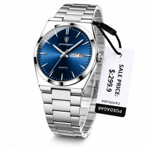Poedagar 930 Men’s New Luxury Luminous Wristwatch Silver blue